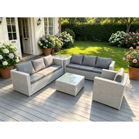 Fimous Light Grey Rattan Garden Outdoor Lounge Sofa Set Chair Sofa Side Table