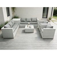 Fimous Light Grey Corner Rattan Garden Outdoor Sofa Set Chairs Sofa Side Table 8 Seater