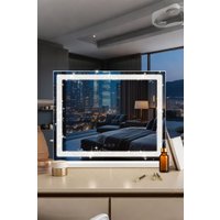 INMTFEI White Hollywood Crystal LED Vanity Makeup Mirror 3 Modes 58x46cm | Size: 58x46 cm