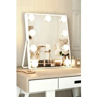 INMTFEI Hollywood LED Vanity Mirror with 9 Bulbs 3-Colour Dimmable Light Smart Touch in White