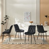 SONARA Modern Set of 4 Velvet Dining Chairs with Ergonomic Upholstered Seat in Black