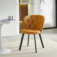 SONARA Modern Dining Chair Set of 1 with Blended Woven Fabric & Metal Legs in Yellow