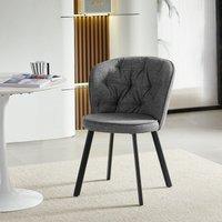 SONARA Modern Dining Chair Set of 1 with Blended Woven Fabric & Metal Legs in Grey