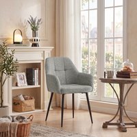 SONARA Modern Single Dining Chair with Plush Chenille Fabric in Grey