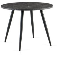 SONARA 100cm Round Dining Table with Wooden Top & Round Metal Legs in Black | Size: 100 cm x 100 cm