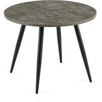 SONARA 100cm Round Dining Table with Wooden Top & Round Metal Legs in Grey | Size: 100 cm x 100 cm