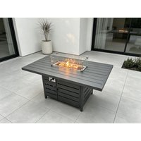 Fimous Aluminum Fire Pit Dining Table Gas Heater Garden Furniture Accessory Patio Dark Grey Without Glass