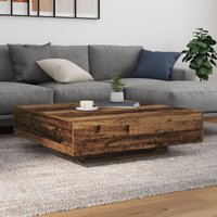 Berkfield Home Coffee Table with LED Lights Old Wood 100x100x31 cm in Brown | Size: 100 x 100 x 31 cm