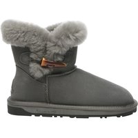 EverAu Australia Women's Real Sheepskin Robin Horn Toggle button Mini Boots with TPR Sole in Grey | Size: 7