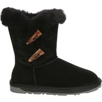 EverAu Australia Women's Real Sheepskin Stork Horn Toggle button Short Boots with TPR Sole in Black | Size: 5