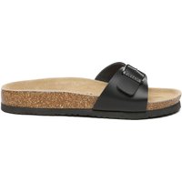 EverAu Australia Women's Swan Leather Easy Slip-On Sandals in Black | Size: 4