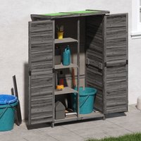 Berkfield Home Garden Tool Shed Grey 83x57x140 cm Solid Wood Pine | Size: 83 x 57 x 140 cm
