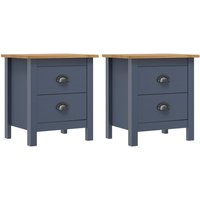 Berkfield Home Bedside Cabinets Hill 2pcs Grey 46x35x49.5 cm Pine Wood