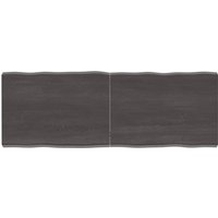 Berkfield Home Table Top Dark Grey 140x50x(2-6) cm Treated Solid Wood Live Edge in Brown