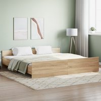 Berkfield Home Bed Frame with Headboard with Footboard Sonoma Oak 180x200 cm Super King in Brown