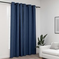 Berkfield Home Linen-Look Blackout Curtains with Grommets Blue 290x245cm | Size: 290x245 cm
