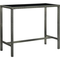 Berkfield Home Garden Bar Table Grey 130x60x110 cm Poly Rattan & Glass | Size: 130 x 60 x 110 cm