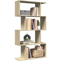 Berkfield Home Room Divider Bookcase 4-Tier Sonoma Oak 70x24x129 cm Engineered Wood in Brown | Size: 70 x 24 x 129 cm