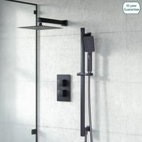 Matte Black 2 Way Concealed Square Thermostatic Shower Mixer Valve Set