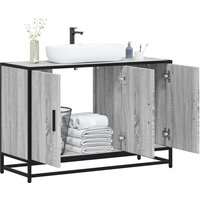 Berkfield Home Bathroom Sink Cabinet Grey Sonoma 90x33x60 cm Engineered Wood | Size: 90 x 33 x 60 cm