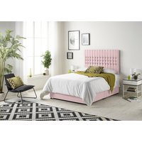 Somnior Galaxy Sprung Memory Foam 2 Drawer Divan Bed with Upholstered Headboard Plush Velvet in Pink | Size: Small Single