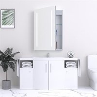 Clifton 70cm Tall LED (Sides) Bathroom Mirror Cabinet in Natural