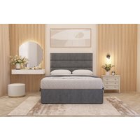 Somnior Chambery Plush Velvet Hybrid Pocket Sprung Orthopaedic Divan Bed Set with Upholstered Headboard in Silver | Size: King