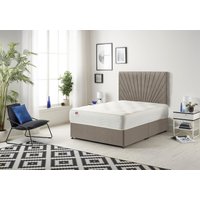 Somnior Platinum Ortho Sprung Memory Foam Mattress with Divan Bed with Headboard Tweed Fabric in Brown | Size: King
