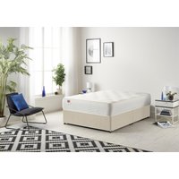 Somnior Tweed Fabric Divan Bed with Sprung Memory Foam Mattress in Natural | Size: Small Single