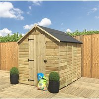 Marlborough 4 x 5 Pressure Treated Low Eaves Apex Garden Shed with Single Door in Natural