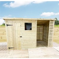 Marlborough 10 x 4 Pressure Treated Pent Shed With Storage Area in Natural