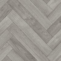 Vinyl Flooring UK Light Grey Herringbone Wood Effect 2.0mm Sheet Vinyl Flooring in Brown | Size: 2000mm x 5000mm