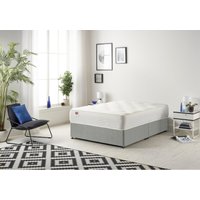 Somnior Tweed Fabric Divan Bed with Sprung Memory Foam Mattress in Grey | Size: Small Double