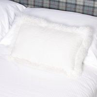 Native Natural White Linen Cushion Sheepskin Trim 30x50cm | Size: Double
