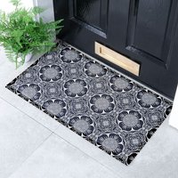 Artsy Mats Black & White Floral Pattern Indoor & Outdoor Doormat - 70x40cm | Size: 40 cm x 70 cm