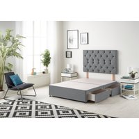 Somnior Premier Divan Bed Base With 4 Drawers & Headboard Plush in Charcoal | Size: Double