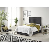 Somnior Galaxy Sprung Memory Foam 2 Drawer Divan Bed with Upholstered Headboard Plush Velvet in Black | Size: Small Single