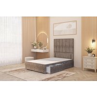 Somnior Austin 2 Drawer Divan Bed Base & 54" Floor Standing Headboard Tweed in Brown | Size: Single