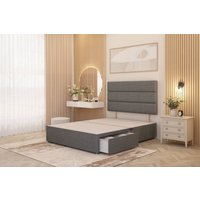 Somnior Chambery 2 Draw Divan Bed Frame with Headboard Linen Fabric in Mid Grey | Size: Small Double