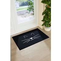 Artsy Mats Cat Face Indoor & Outdoor Doormat in Black | Size: 90 cm x 60 cm