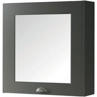 Clifton Matt Grey Bathroom Mirror Cabinet 60cm Wide in Charcoal