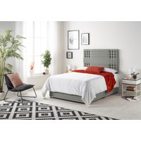 Somnior Flexby Sprung Memory Foam 2 Drawer Divan Bed with Upholstered Headboard Linen Fabric in Silver | Size: Small Double