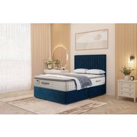 Somnior Eleanor Plush Divan Bed Set with Pillowtop Mattress & 54" Headboard in Navy | Size: King