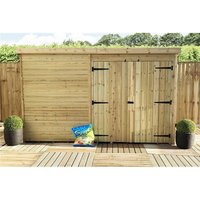 Marlborough 9 x 6 Pressure Treated Pent Garden Shed with Double Doors in Natural