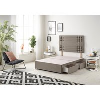 Somnior Flexby Divan Bed Base With 4 Drawers & Headboard Tweed in Brown | Size: Double