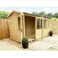 Marlborough 7 x 12 Reverse Pressure Treated Apex Summerhouse with Short Windows in Natural