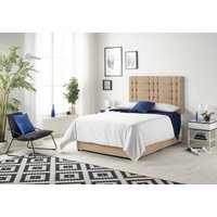 Somnior Bliss Sprung Memory Foam 2 Drawer Divan Bed with Upholstered Headboard Plush Velvet in Beige | Size: Small Single