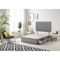 Somnior Platinum Divan Bed Base With 4 Drawers & Headboard Plush in Charcoal | Size: Double