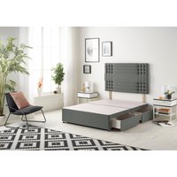 Somnior Flexby Divan Bed Base With 4 Drawers & Headboard Linen in Grey | Size: Small Double