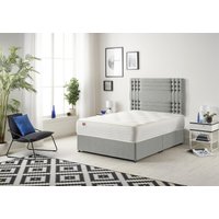 Somnior Flexby Tweed Fabric Divan Bed with Orthopeadic Sprung Memory Foam Mattress & Headboard in Grey | Size: Super King